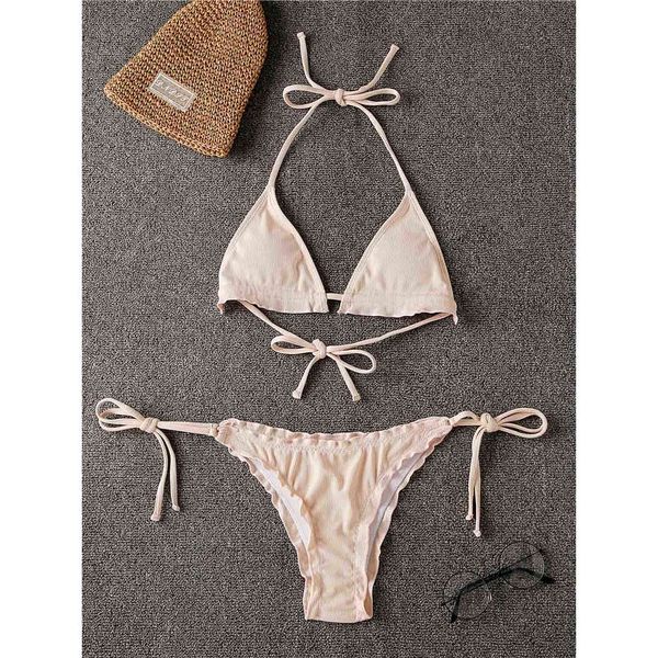 

ruffled frilled brazilian bikini women swimwear female swimsuit two-pieces bikini set halter bather bathing suit swim lady k2817