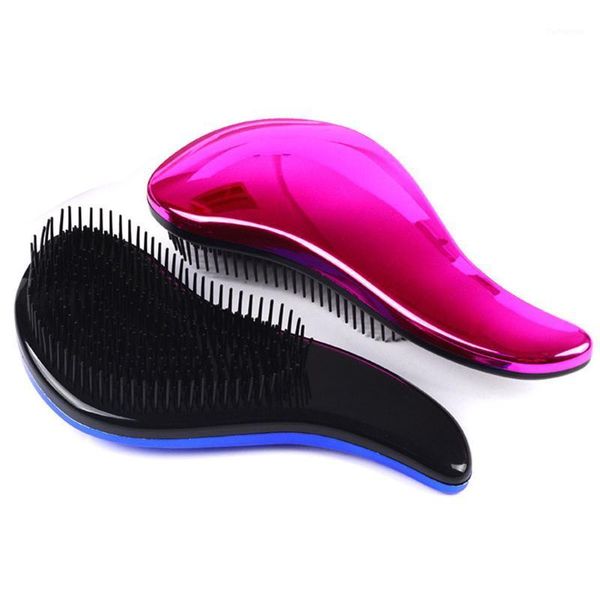 

electroplated salon imve hair loss brush handhold long handle detangle fatigue relieve massage comb anti static styling tools1, Silver