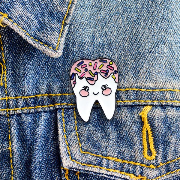 

cute shy teeth shaped brooch pins eco enamel cartoon funny alloy plated brooches for girls gift jewelry dentist accessories badges bag cloth, Gray