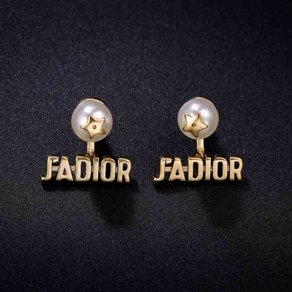 

70% off outlet online new letter band diamond pearl earrings, Golden