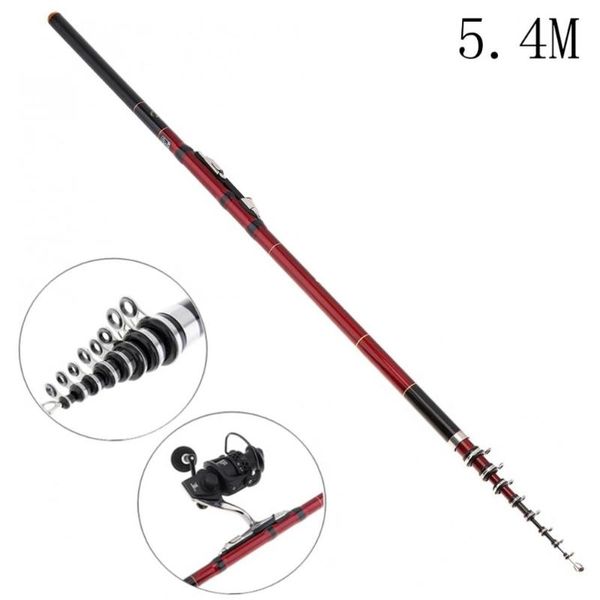 

5.4m rock carp fishing rod 10 section carbon fiber surf spinning pole boat rods
