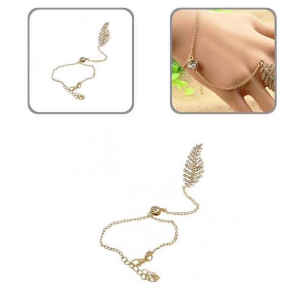 

bangle extension chain elegant feather shape women wrist jewelry accessory, Black