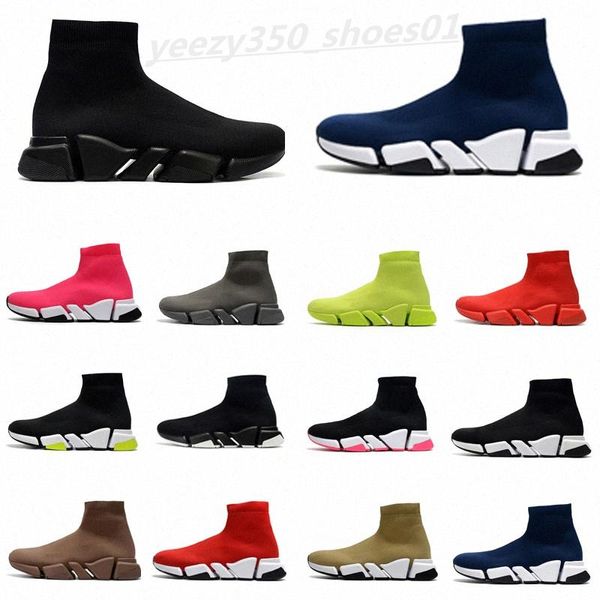 2021 Designer Speed ​​Trainer Luxury Correndo Sapatos Vermelhos Branco Preto Black Socks Moda Trainers Corredores Esporte Sneakers 36-45 WB01