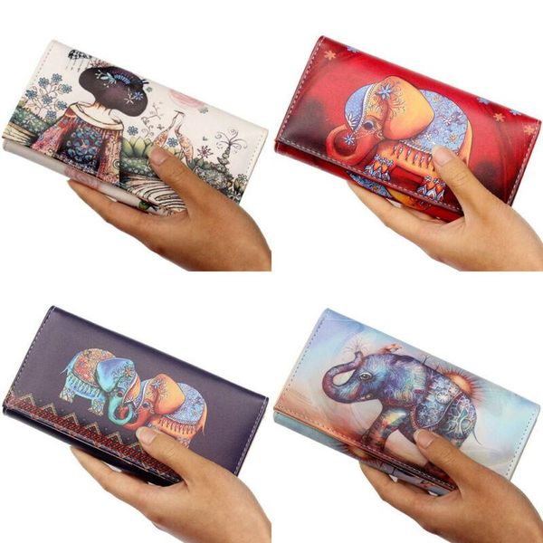 

wallets us fashion lady women leather clutch wallet long card holder case purse handbag, Red;black