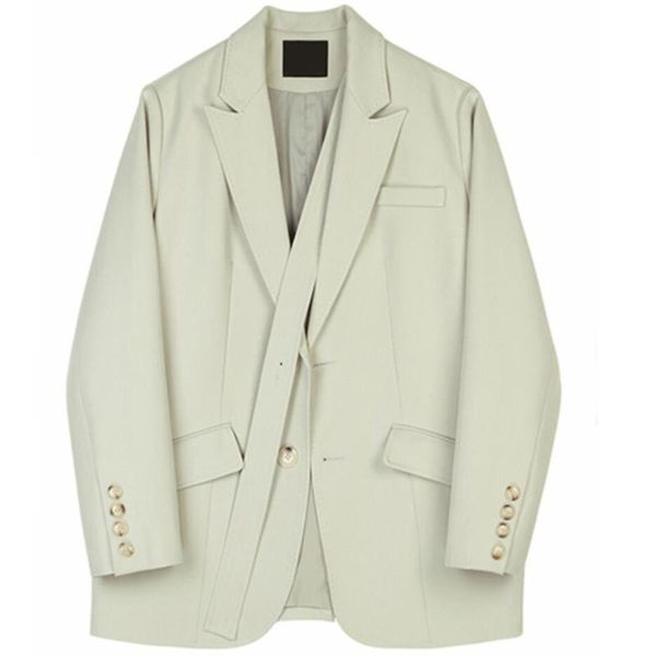 

spring autumn fashion loose notched blazer women casual office lady suit jacket women's suits & blazers, White;black