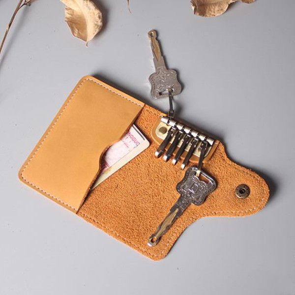 

genuine leather key wallet card holder pouch gifts him her men women, Red;blue