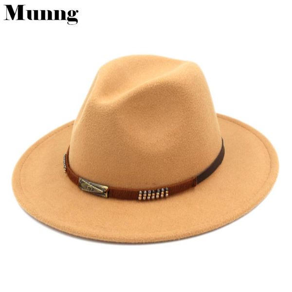 

munng cool wool blend panama fedora hat wide brim jazz cap outdoor winter hats, Blue;gray