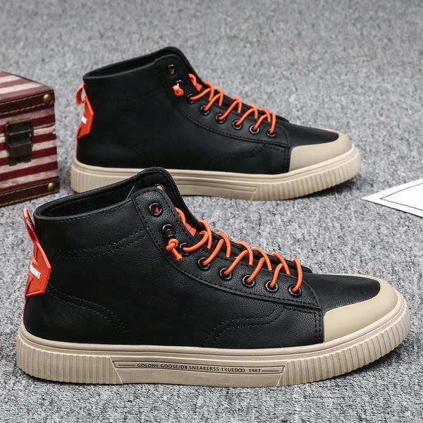 

dress shoes men shoe leather casual for board lace-up sneakers drop icot, Black