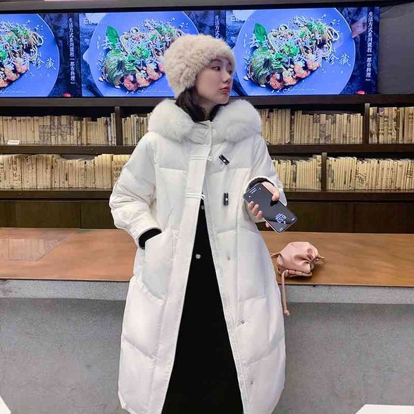 

xia shiwen's same korean fashion ox horn button down cotton women's middle and long loose thickened jacket for women, Black