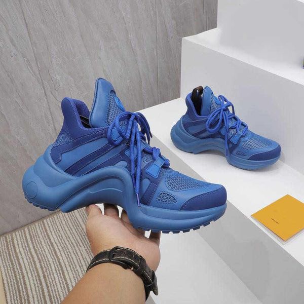 

2022 luxury designer dress shoes blue lace up archlight runway tweed leather trainers sneakers with box new track 1top, Black