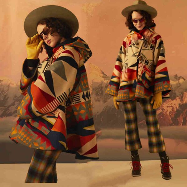 

women's wool & blends luxury coat from copy of vintage sleeve with hood jacket winter mode outerwear coating 14iq, Black