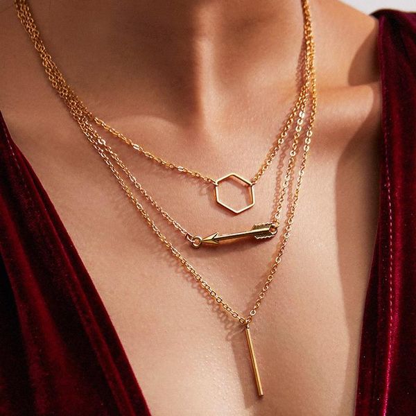 

lady punk exaggerated chunky choker necklace for women fashion multilayer vintage short golden metal clavicle jewelry pendant necklaces, Silver