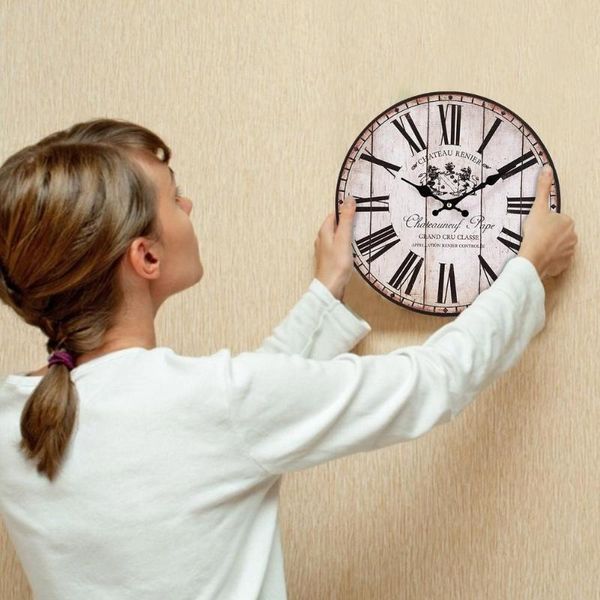 

wall clocks 14-inch clock retro european american country creative hanging for study room kitchen bedroom decor
