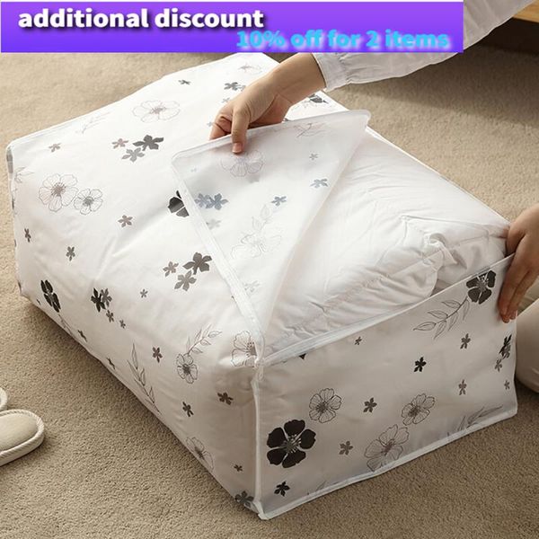 

foldable storage bag clothes blanket quilt closet sweater organizer box pouche a non-woven fabric portable holder clothing & wardrobe