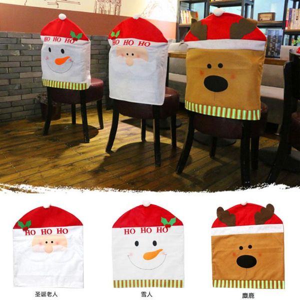 

chair covers brand christmas dinner santa snowman elk back cover set xmas mr&mrs claus red hat decor gift home