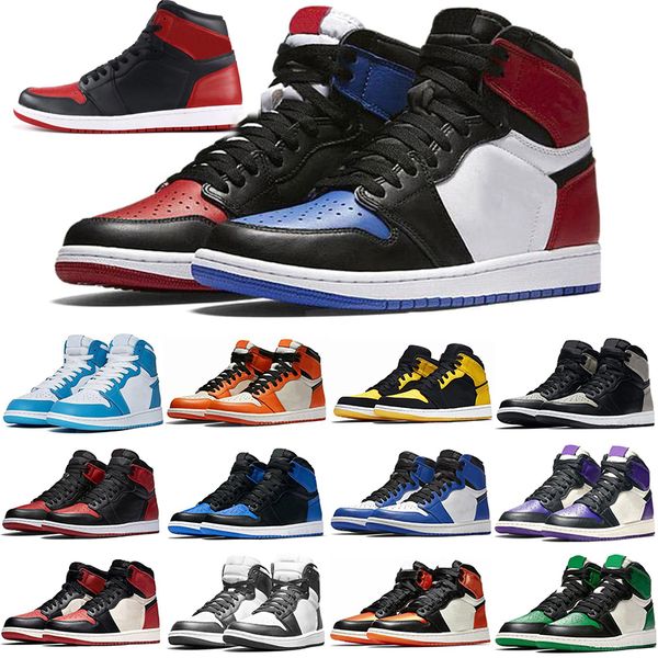 

high jumpman 1 1s mens womens basketball shoes midnight navy hyper royal black red mark homage to home dark seafoam mans trainers sports