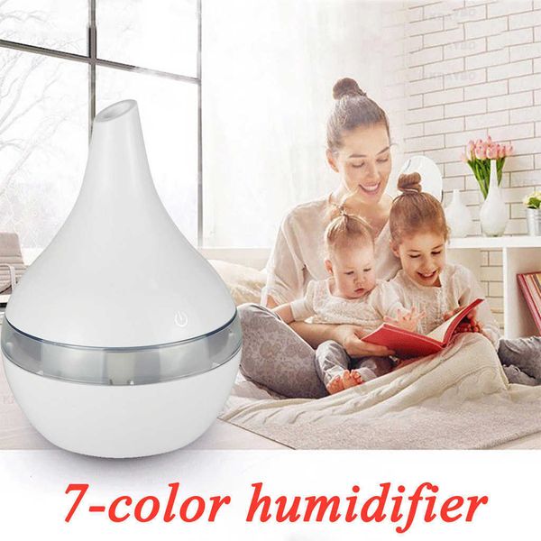 Air Humidifier Difusor de Óleo Essencial 300ml Luz Ultrassonic LED Night Light Office Home Homeidificador Difusor 210724
