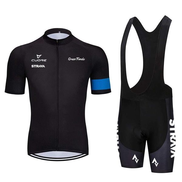 

racing sets pro team strava men's cycling jersey summer breathable bicycle clothing bikewear short sleeve bib pants anti-uv sportwear, Black;blue