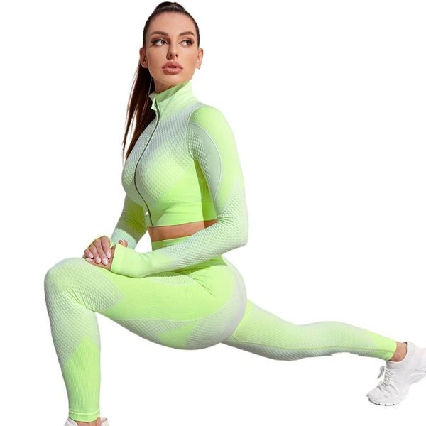 

yoga outfit seamless sets women long sleeve clothing female sport gym suits wear running clothes set 2 piece