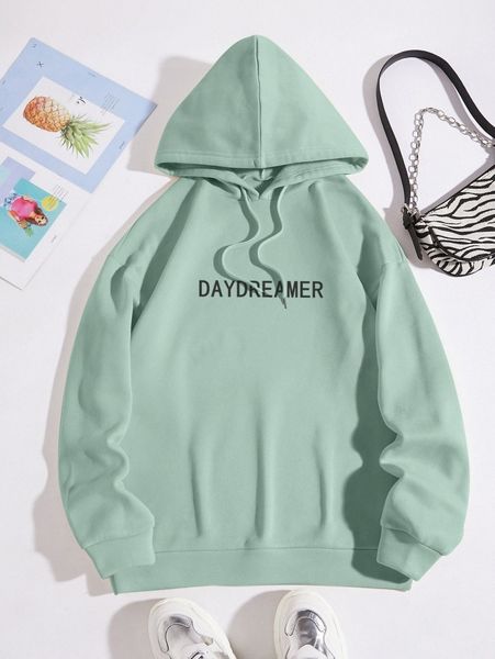 

letter graphic drawstring thermal lined hoodie j2nm#, White;black