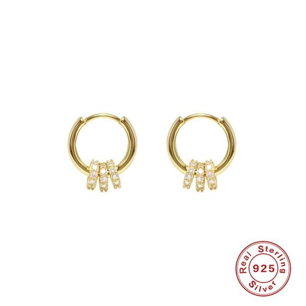 

aide 925 sterling silver hoop earrings for women luxury a two-wear zircon circle turn luck beads earring girls fashion jewelry & huggie, Golden;silver