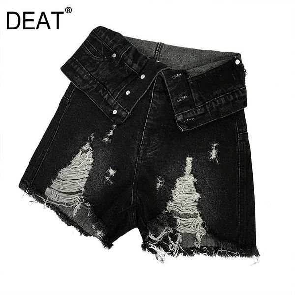 

women's jeans deat 2021 spring and summer broken denim tassels black color vintage short pants female s wl, Blue
