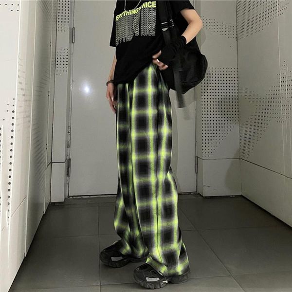 

women's pants & capris plaid women 2021 spring green korean joggers sweatpants japanese streetwear trousers casual for, Black;white