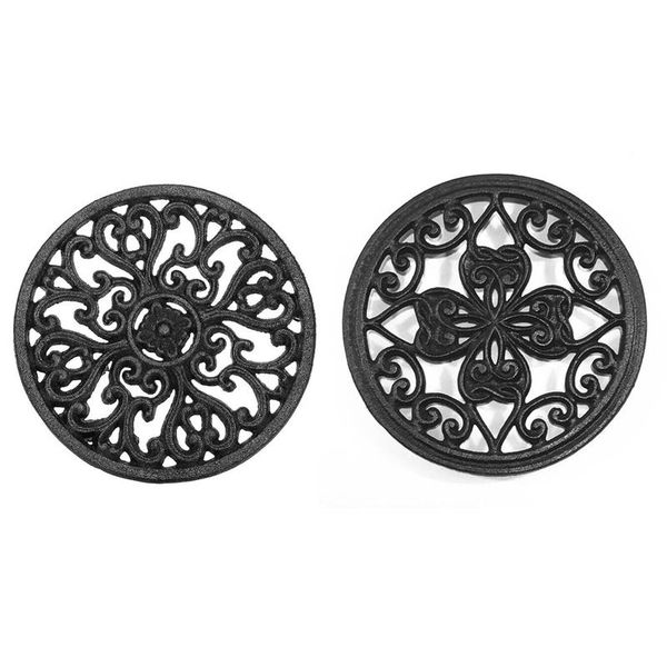 

mats & pads 2x round cast iron trivet 6.7inch/7 inch heat-insulation non-slip potholders for kitchen dining table decor