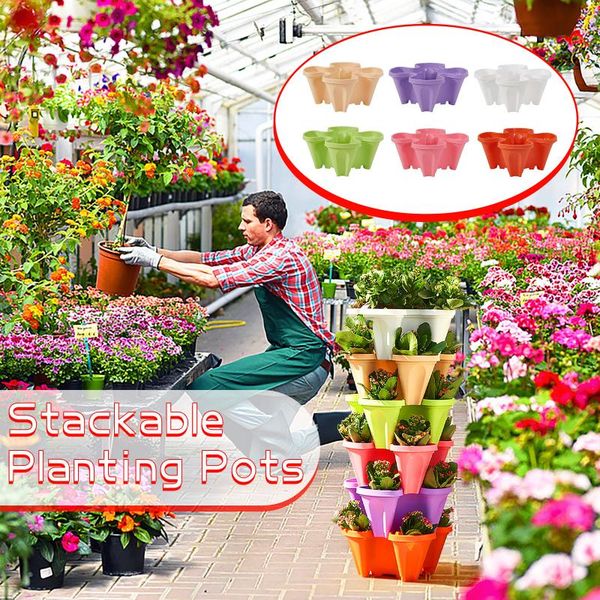 

flower pot three-dimensional four-petal strawberry multi-layer garden decoration outdoor home planters & pots