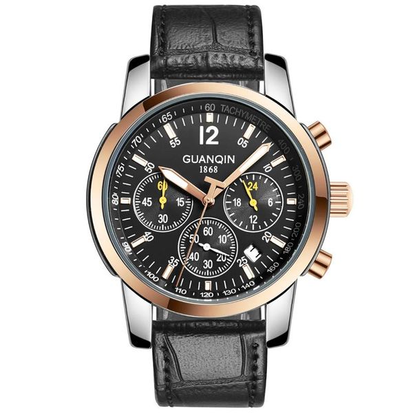 Orologi da polso Luxury Business Orologi da uomo Top Brand GUANQIN Cronografo Orologio al quarzo Uomo Calendario Lancette luminose Impermeabile Relogio Masculin