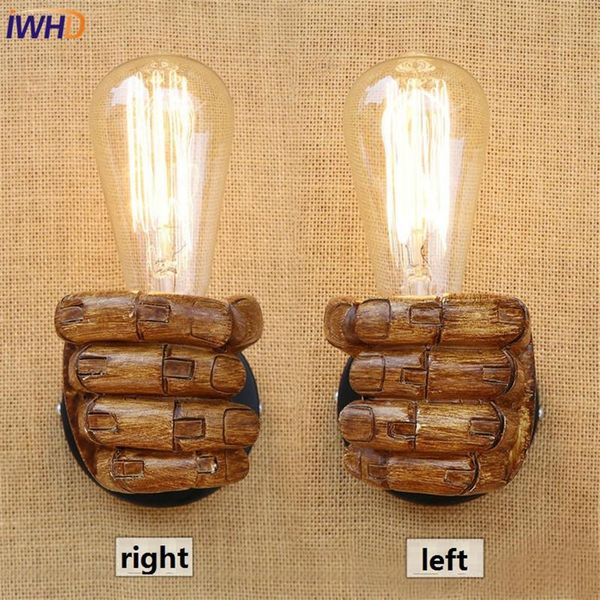

wall lamp iwhd loft style resin fist vintage light fixtures industrial wind edison sconce stair bedside lighting