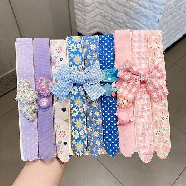 

hair accessories kids gift 3psc/set girls flower headband bows hairband polka dot plaid blossom children headdress cute headwear, Slivery;white