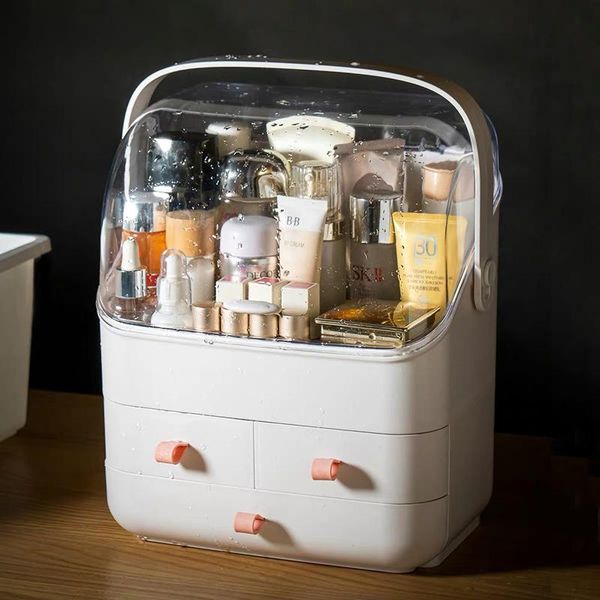 

makeup box fashion three-layer high capacity transparent portable cosmetic organizer plastic drawer lipstick nail polish storage boxes & bin