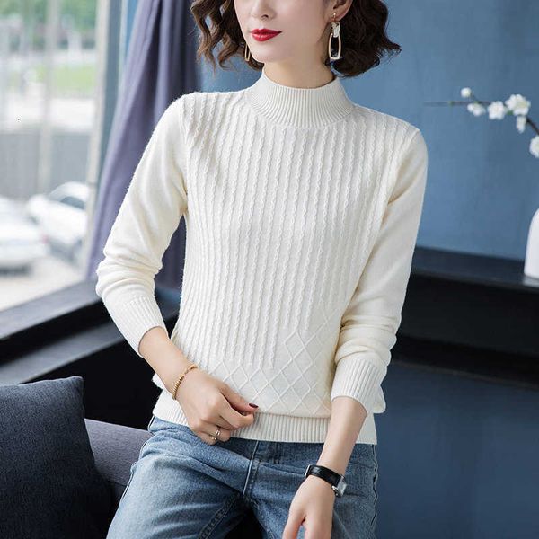 

women's sweaters autumn spring basic office ladies knitted jumpers female half high colla solid casual pullovers wwq4, White;black
