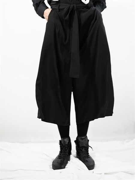 

men's pants spring and autumn casual wide-leg cupskirt super loose harlem fashion plain color straight, Black