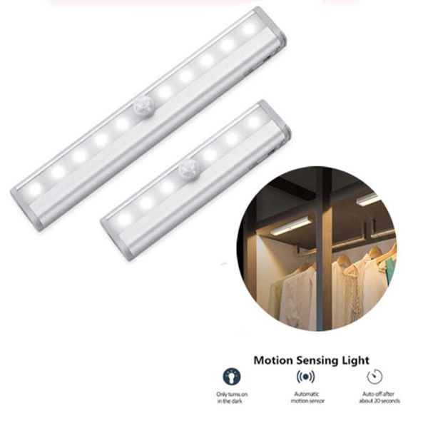 

190mm wireless pir motion sensor lamp led cabinet light 10 leds battery for wardrobe cupboard closet kitchen lighting lampada