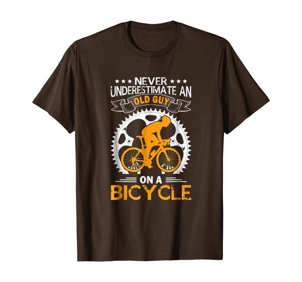 

never underestimate an old man on a bicycle t-shirt, White;black