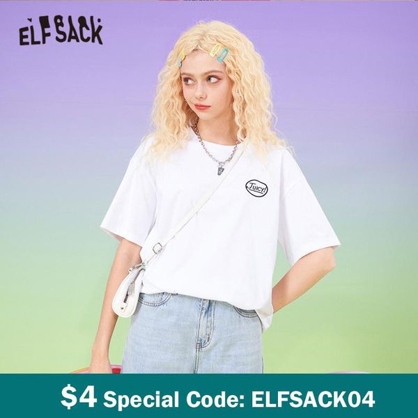

women's t-shirt elfsack ten colors cartoon print casual t-shirts women 2021 summer minimalsit korean ladies basic daily oversized tee, White
