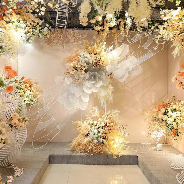 

champagne color of wedding imitation flowers mori series ceiling arch flower wall decoration artificial r decorative & wreaths