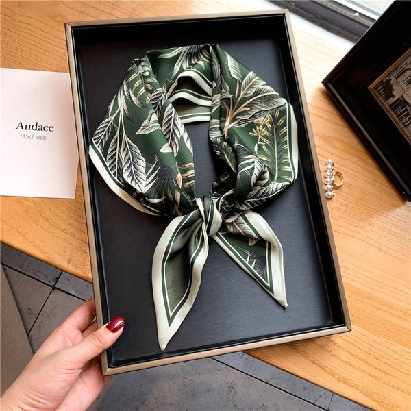 

scarves women silk neck scarf skinny fashion print hair scarfs for ladies sharp angle hand bag tie neckerchief 2021, Blue;gray