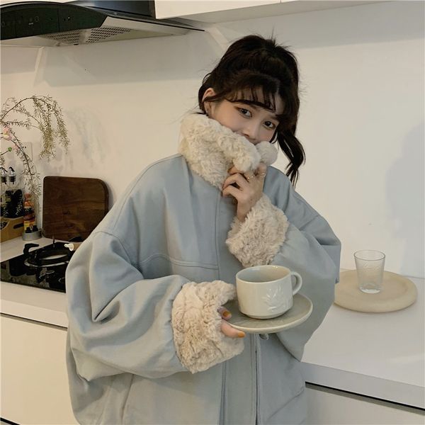 

2021 new women's winter cotton jacket, wide, with wool collar and zipper msdi, Black