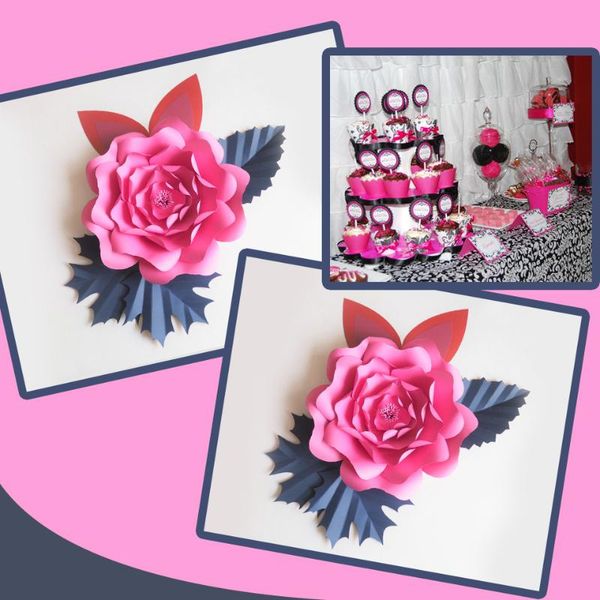 

large giant paper flowers rose fleurs backdrops 1 piece+3 leaves+2 ears for baby shower nursery kids' birthday video decorative & wreat