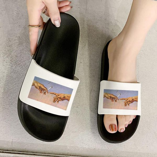 

slippers 2021 women flip flops comfort female slipper slide sandals indoor hand in summer, Black