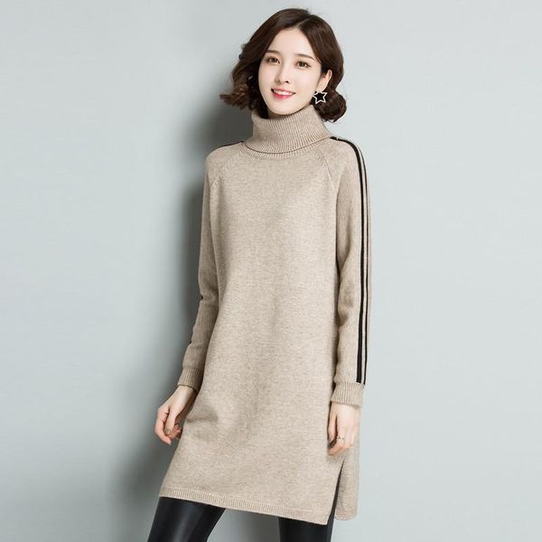 

casual dresses autumn winter women sweater pullover long sleeve turtleneck fashion female warm knitted dress vestidos, Black;gray