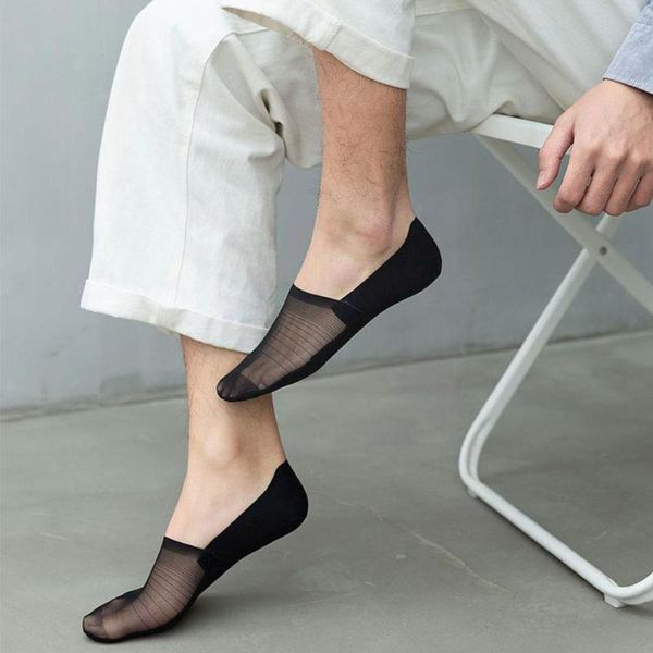 

men's socks man short summer non-slip silicone invisble fashion black color pure breathable thin male white cas f4i6
