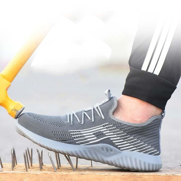 

boots 2021 steel head mesh men's safety shoes lightweight and breathable work shoes, non-slip wearable summer sandals, Black