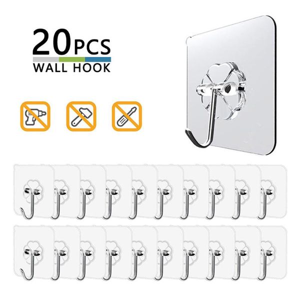 

hooks & rails 20pcs strong transparent wall for kitchen bathroom pvc waterproof heavy load rack sucker self adhesive suction cup 6x6cm