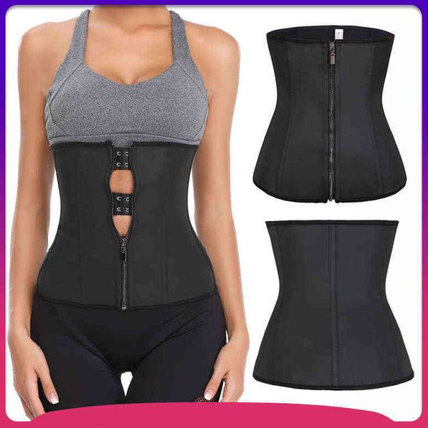

luxury women's shapers zipper body shaping cloth foshan 7 steel rib buckle plastic belt large fitns waist seal postpartum latex abdomin, Black;white