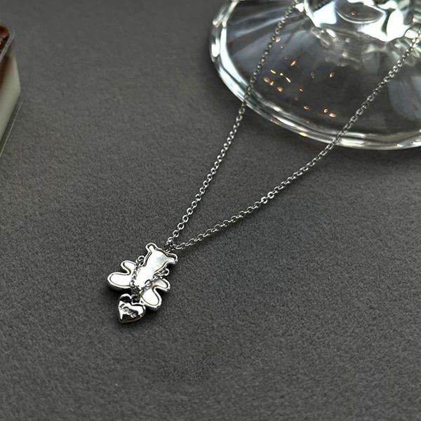 

pendant necklaces trendy classic little bear heart chain necklace for women temperament jewelry choker weddings birthday party fine gift, Silver