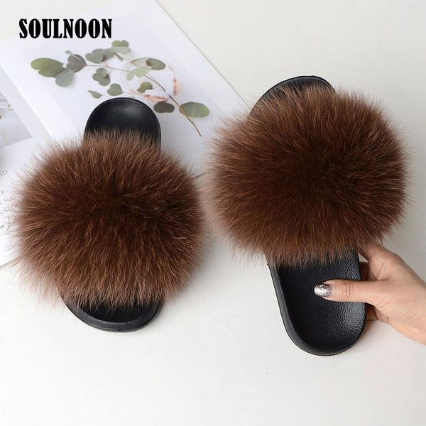 

slippers fluffy fur women real flip flops soft flat comfort home slides female fashion furry plush shoes fuzzy sandals, Black